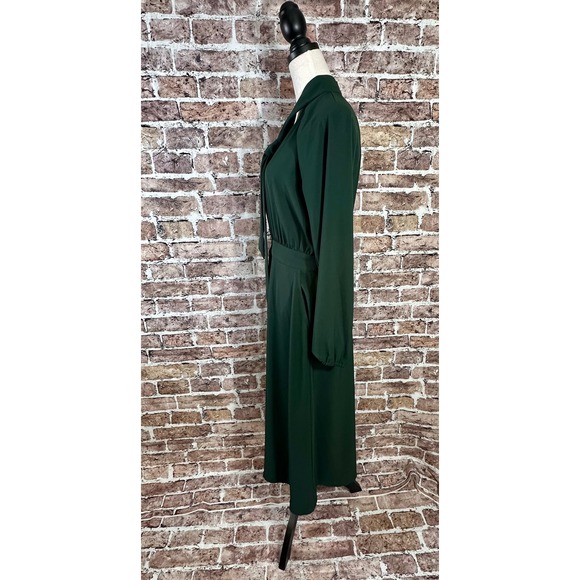 Worthington Women's Forest Green Bow Tie Midi Dress Long Sleeve Career Size M - Picture 5 of 16